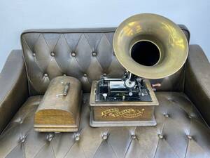 【1円〜/動作確認】EDISON STANDARD PHONOGRAPH エジソン 蝋管蓄音機 音確認済み 蝋管 4本付き