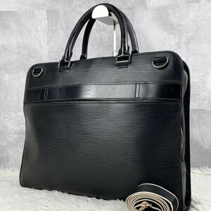 超希少品 LOUIS VUITTON ルイヴィトン バサーノ MM エピ 2WAY ビジネスバッグ ブリーフケース トート 肩掛け レザー A4 ロゴ型押し 通勤 黒