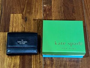 外箱付き kate spade NEW YORK ケイトスペード 3つ折り財布 ブラック 黒