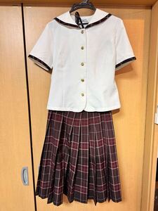 【中古】愛知県 清林館高校 制服3点 /指定品/私立/校名入り/ L /半袖/女子/JK/ 女子制服/ 学生服／オリーブdesオリーブ/ローファー付き/