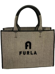 FURLA◆ハンドバッグ/キャンバス/GRY/WB00299