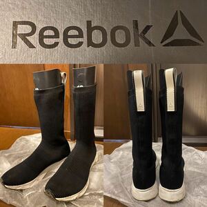 【箱付】Reebok（リーボック）ソックランナー スニーカー ブラック メンズ ロングブーツ レインブーツ