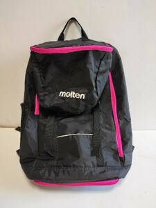 【中古】モルテン molten リュック 大容量 部活 ミニバスケットボール バレーボール バックパック 黒×ピンク 遠征 スポーツ 試合 