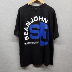 K707 SEAN JOHN ショーンジョン 半袖 Tシャツ カットソー B系 HIP HOP ヒップホップ フロント ロゴ プリント ブラック XL ストリート