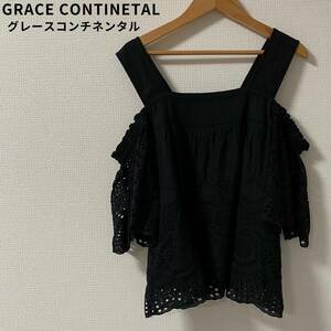 GRACE CONTINETAL トップス オフショルダー 刺繍 レースデザイン