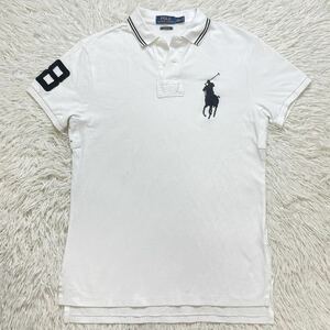 人気カラー Mサイズ POLO RALPH LAUREN ラルフローレン ビッグポニー 刺繍ロゴ ナンバリング 鹿の子半袖 ポロシャツ ホワイト 白 現行タグ