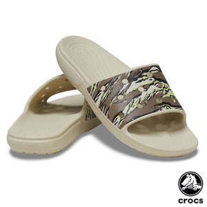 22cm クロックス クラシック クロックス プリンテッド カモ スライド ボーン ブラウン系 Classic Crocs Printed Camo Slide M4W6 新品