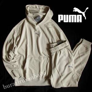 US/S 日本M相当 大きめ 春物◆未使用 PUMA プーマ リラックスフィット 上下 スウェット パーカー スウェットパンツ セットアップ