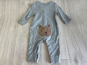 子供服 ロンパース カバーオール ベビー服　Baby Gap グレー クマ　ロンパース　長袖　くまさん　ベビーギャップ