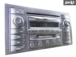 実動外し！！ Audi アウディ 純正 4B A6 カー オーディオ カセット CD プレーヤー デッキ 2DIN 8L0035195B CQ-JA 1953L 即納 棚21H