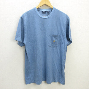 G■ブルックスブラザーズ/BROCKS BROTHERS 346 Tシャツ/ボーダー柄【M】紺青/men