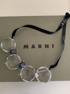 マルニ　クリア　ビジュー　ネックレス　アクセサリー　MARNI リボン　黒　バックリボン