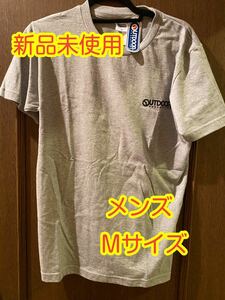 〈送料無料〉新品未使用 OUTDOOR Tシャツ【グレー・Mサイズ】 メンズ 半袖 カジュアル スポーツ アウトドア 男性用 シンプル ジム 部屋着