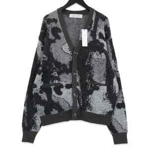 未使用 BAL バル ジャガード ウール カーディガン BAL-2076 JAQUARD WOOL CARDIGAN ブラック 黒 2 タグ付き 71010592