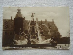 【絵葉書1枚】 Springvandet Frederiksborg Slot/Stenders /フレデリクスボー城 噴水 /デンマーク ヴィンテージ 街 建築 ハガキ 48-8