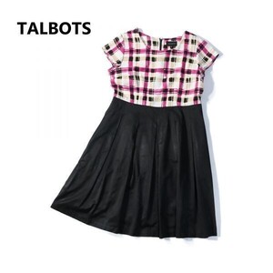 【美品!!◎】TALBOTS タルボット★大人可愛い♪切り替え ギャザーワンピース/ピンクブラック/サイズ12(LS60)◆S60