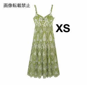 vintage ヴィンテージ レトロ エンブロイダリー 刺繍 ロング キャミワンピース XSサイズ レディース★ZARA 好きな方に★2024 夏新作 新品★