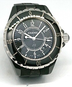 1円～ 稼働品 CHANEL シャネル J12 33mm H0681 セラミック ラバー クォーツ レディース ブラック 中古