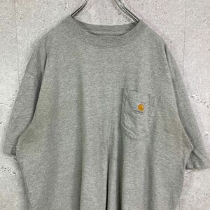 カーハート 胸ポケット　刺繍ロゴ　古着　Tシャツ Lサイズ