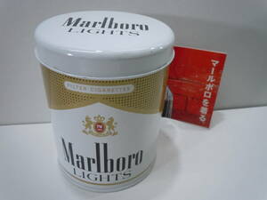 マルボロ ライト◆缶　蓋付き　灰皿　ゴールド/Marlboro LIGHTS/レトロ 1995年/小物入れ