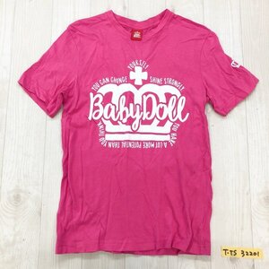 BABY DOLL ベビードール レディース ビッグロゴプリント 半袖Tシャツ S ピンク