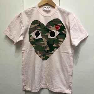 PLAY COMME des GARCONS プレイ コムデギャルソン クルーネック Tシャツ 半袖 XL コットン 薄ピンク カモフラ プリント メンズ トップス 