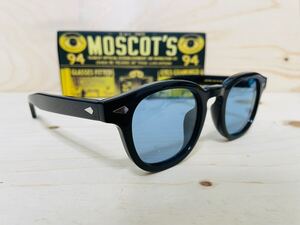 ◆MOSCOT◆LEMTOSH◆モスコット◆レムトッシュ◆サングラス 黒縁 ウェリントン ブルーカラーレンズ 未使用 美品