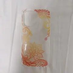 ONES iPhone 13 Pro ケース 花柄 オレンジ クリアケース