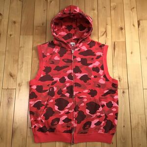 Pharrell camo スウェット パーカー ベスト Mサイズ a bathing ape BAPE zip hoodie vest エイプ ベイプ アベイシングエイプ red camo m10