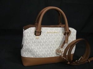 1円 ■新品■未使用■ MICHAEL KORS マイケルコース MK柄 PVC×レザー 2WAY クロスボディ ハンド ショルダーバッグ ブラウン系 FA8751