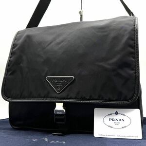 3017【極美品・近年モデル】PRADA プラダ ショルダーバッグ メッセンジャー ビジネス 通勤鞄 斜め掛け 三角ロゴプレート テスートナイロン