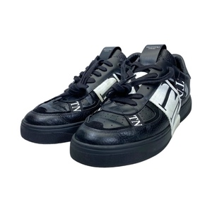 VALENTINO ヴァレンティノ VLT シューズ スニーカー 靴 ローカット ロゴ レザー ブラック ホワイト [サイズ 44 (約29cm)]