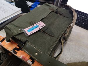 フランス軍放出品　レザーキャンバスショルダーバック　082123