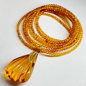 バチカンK18!!［K18天然本琥珀ネックレス16g］J約70cm necklace amber アンバー 琥珀 ジュエリー jewelry EA5