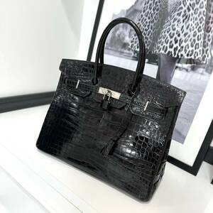 32539 美品 HERMES エルメス バーキン35 ポロサス ブラック