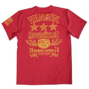 当店別注 VANSON ドライ 半袖Tシャツ スリースター★★★ ワイン【XXL】バンソン 吸汗速乾 抗菌防臭 UVカット ACV-902 ハーレー バイカー