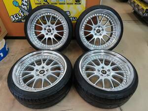 ☆ワーク VS XX 20インチ アルミ 10J +23/10.5J +17 深リム 5穴 PCD114.3 バーニングシルバー NITTO NT555 G2 245/35 4本 中古☆