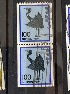 100円切手(銀鶴)★コイル切手　57年ローラー消印