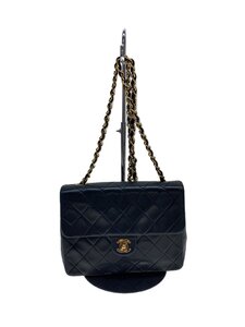 CHANEL◆ショルダーバッグ/レザー/BLK/無地