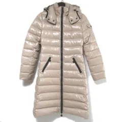 美品 MONCLER モンクレール MOKA モカ ミニワッペン ナイロン ジップアップ フーディー ダウンコート 00サイズ ベージュ レディース 古着 中古 USED