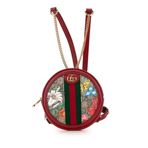 グッチ オフィディア GGフローラ ミニ サークル リュック バックパック 598661 レッド ベージュ PVC レザー レディース GUCCI 【中古】