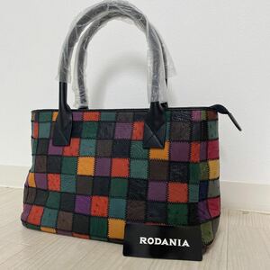 RODANIA ロダニア オーストリッチ トートバッグ パッチワーク ダークマルチカラー レザー クロコダイル 牛革 未使用 定価40000円