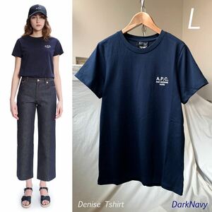 L 新品 A.P.C. アーペーセー 定番 刺繍 ロゴ Denise Tシャツ 定1.54万 ダークネイビー レディース APC 厚手 2023SS 半袖 送料無料