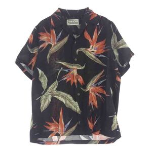 WACKO MARIA ワコマリア 18SS S/S HAWAIIAN SHIRT BIRD OF PARADISE ハワイアン シャツ アロハ シャツ 極楽鳥 半袖 ブラック系 S【中古】