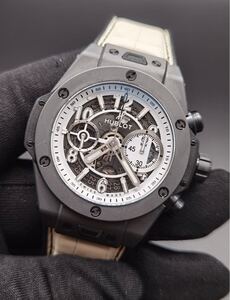 中古美品 保証書あり ウブロ HUBLOT ビッグバン ウニコ ホワイトインブラック 411.CI.2010.LR.JPN16 日本限定 クロノグラフ メンズ 自動巻