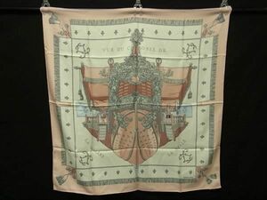 1円 ■極美品■ HERMES エルメス VUE DU CARROSSE DE LA GALERE LA REALE【クイーンの戴冠式】カレ90 シルク スカーフ ピンク系 AZ5810