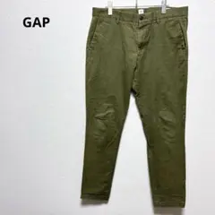 GAP メンズ ビッグサイズ 34インチ チノパン テーパード スリム カーキ