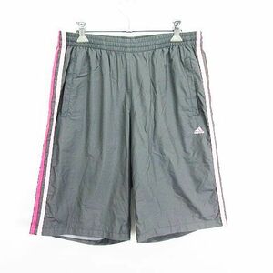 アディダス adidas パンツ ボトムス ショート ハーフ ライン ロゴ 裏メッシュ OT グレー×ピンク スポーツウェア ※EKM レディース