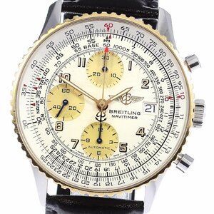 ブライトリング BREITLING D13022 オールドナビタイマー クロノグラフ K18YGベゼル 自動巻き メンズ 箱・保証書付き_792020