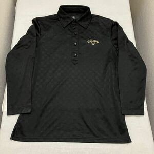 callaway golf ゴルフ 長袖 ポロシャツ チェッカー柄 ブラック black 黒 くろ シャツ メンズ men